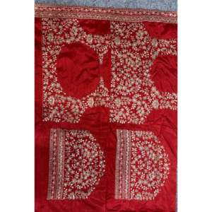 Sari Beige Indio y Pakistaní de Moda con Bordado de Lentejuelas y Dori, Sin Coser - Product Image 1