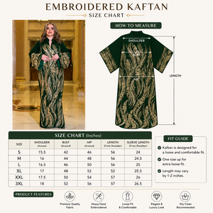 Kaftán de Lujo Verde Esmeralda Bordado a Mano para Mujer, Estilo Árabe de Dubái, para Fiestas, con Lentejuelas y Pedrería - Product Image 5