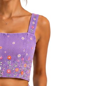 Conjunto de Top Corto y Falda Bordados con Lavanda para Mujer, Estilo Floral de Verano, Dos Piezas, Logotipo Personalizado, OEM, Ropa al por Mayor - Product Image 4