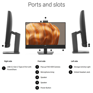 คอมพิวเตอร์ตั้งโต๊ะสำนักงานใหม่เอี่ยม CPU Ultra 5 235T Dells <span class=keywords><strong>Pro</strong></span> 24 QC24251 35W AIO ออลอินวัน - Product Image 2