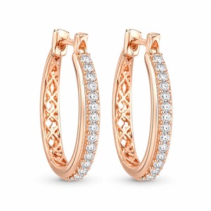 Pendientes de Diamantes Roy Diamond Chapados en Oro Rosa para Mujer, Lujosos, con Engaste Geométrico, Corte Brillante, Certificados por IGI, para Uso Diario - Product Image 5
