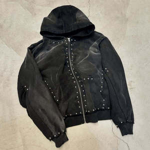 Sudadera con capucha personalizada de algodón 100% de alto gramaje con cremallera bidireccional y diseño desgastado por el sol para mujer y hombre, con logo frontal y cuello con capucha. - Product Image 6