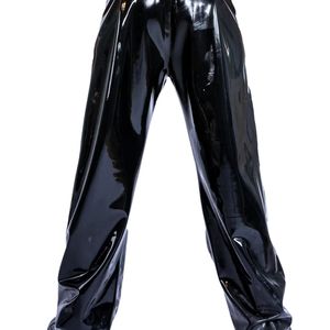 <b>Men's</b> High Waist Customized <b>Leather</b> Coated Straight Leg Vintage Style Lightweight Waterproof <b>Trousers</b> Dark Elastic Waist Winter - Product Image 5