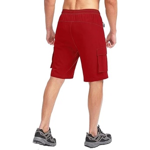 Shorts de cyclisme unisexes rouges respirants avec rembourrage, en polyester/coton, séchage rapide, design avec poche cargo - Product Image 6
