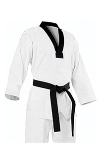 <b>White</b> Taekwondo Uniform Adult Unisex 100% Cotton Breathable Martial Arts Wear Regular Fit Black <b>Belt</b> Included - Product Image 4