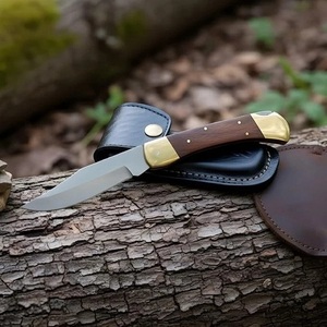 Luxury D2 Steel <b>Folding</b> Pocket <b>Knife</b> Handmade Camping Hiking Bushcraft <b>Utility</b> Premium Wooden Handle Straight Hunting Supplier - Product Image 2
