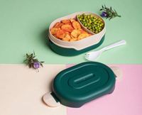 Lonchera de plástico de alta calidad con contenedor para salsa y compartimentos separados para condimentos al mejor precio por proveedor.