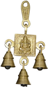 Carillon à vent en laiton pur seigneur Ganesha, cloche suspendue, en laiton, dieu, porte bonheur, pour la maison - Product Image 3