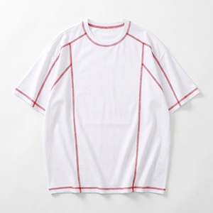 T-shirt en coton surdimensionné pour hommes avec surpiqûres contrastées – Vente en gros |   T-shirt décontracté streetwear |   Fabricant OEM de Marque Privée Personnalisée - Product Image 1