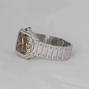 นาฬิกาข้อมือหรู Briva Quartz Square Diamond สีแดงเข้ม ตัวเลขโรมันสีเงิน ขอบหน้าปัดประกายระยิบระยับ กระจกนิรภัย เป็นมิตรต่อสิ่งแวดล้อม ตัวเรือนสแตนเลสสตีล - Product Image 3