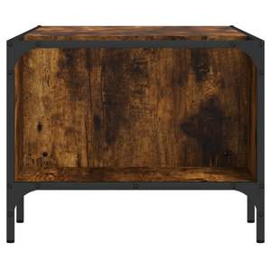 Table basse en bois d'ingénierie en chêne fumé avec accents métalliques - Product Image 5