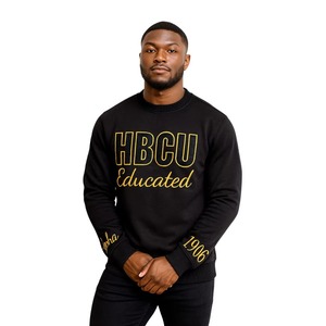 Sweat-shirt en chenille HBCU Alpha Educated, broderie noire et or vieilli, mélange de coton premium, vêtements de fraternité grecque Divine Nine - Product Image 1