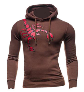 Sudadera con Capucha Azul Oscuro para Hombre con Estampado de Escorpión Rojo, Corte Ajustado, Informal, de Punto, de Poliéster, para Otoño - Product Image 6