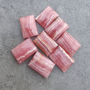 Cabochon en rhodochrosite naturelle, forme rectangulaire, dos plat, pierre précieuse calibrée - Product Image 1