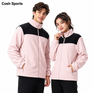 เสื้อแจ็คเก็ตฟลีซแบบมีซิปเต็มตัว สีตัดต่อที่ไหล่ คอตั้ง อุ่นสบาย สไตล์ยูนิเซ็กซ์ รับผลิตตามแบบ OEM - Product Image 1