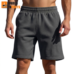 Shorts de sport décontractés pour hommes en coton pur 100% avec cordon de serrage et taille mi-haute, personnalisables par le fabricant - Product Image 1