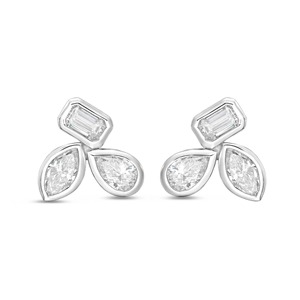 3 CT Customizable Stone <b>Emerald</b> Round Pear Mixed Cut 18K Gold Plated Drop/<b>Stud</b> Dangle Earrings - Product Image 2