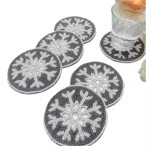 Handmade Luxury Decorative Bead <b>Drink</b> <b>Coasters</b> Durable Bar Accessories Made in India - Product Image 5