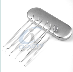 6 Stainless Steel Teeth <b>Scraper</b>/teeth <b>Cleaning</b> Tool and Oral Oral Tool Set Surgical Instruments with Case - Product Image 2