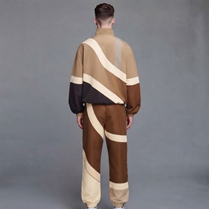 Ensemble survêtement coupe-vent 2 pièces personnalisé pour homme, en nylon, style hip-hop, color block, vente en gros, prix abordable, ensemble jumeau - Product Image 3
