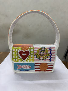 Sac à bandoulière en coton de style bohème pour femmes indiennes Pochette perlée à la main pour les courses de soirée Pochette de style bohème de grande capacité - Product Image 5