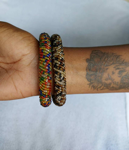 Bracelets en perles de verre du Népal, artisanat de broderie, unisexe, vente en gros, bracelets de mode, couleurs assorties, bracelets Napali Roll pour les fêtes - Product Image 3