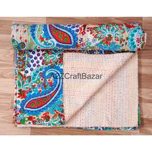 Juego de Edredón de Algodón 100% Estampado a Mano, Diseño Tradicional de Lujo, Estilo Kantha Vintage, Transpirable para Todas las Estaciones, Edredón de Hotel - Product Image 4