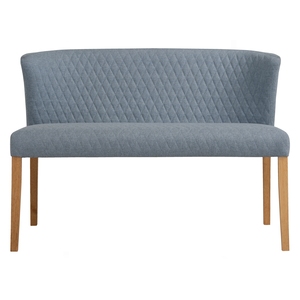 Mid Century Modern Upholstered <b>Bench</b> in Dark Gray Fabric with Solid Wood <b>Legs</b> with Backrest for Dining Room and Apartment - Product Image 2