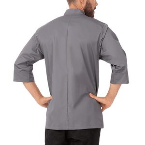 Veste de chef à manches longues, respirante et tissée pour hommes, pour restaurant, cuisine, avec logo et couleur personnalisés. - Product Image 3