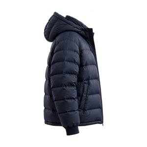 Men's Royal Blue Hooded Puffer <b>Jacket</b> <b>Thick</b> Polyester Waterproof Zipper Closure Warm Autumn Winter <b>Jacket</b> - Product Image 2