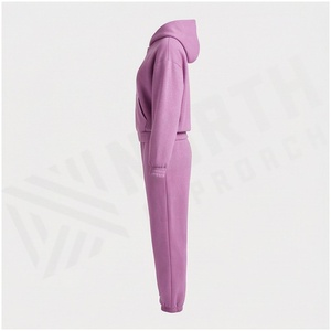 <b>Women</b> Eco-Friendly Streetwear Hooded Tracksuit Set Full <b>Zip</b> Sweatshirt Joggers Casual Autumn Wear Heat-Transfer Print Front Logo - Product Image 3