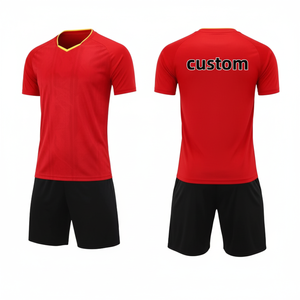 Maillot de football pour homme à col en V, imprimé géométrique rouge et jaune, manches courtes, en polyester anti-humidité, coupe athlétique 2027 - Product Image 3