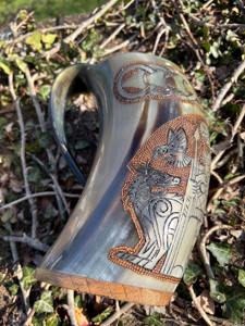 Authentic <b>horn</b> mug <b>Viking</b> <b>horn</b> mug handcrafted for mead ale beer and medieval themed reenactments - Product Image 5