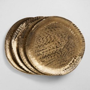 Wholesale Modern Round Silver Metal Charger <b>Plates</b> With Embossed Leaf Edge Design Wedding Party Dining Table Decoration - Product Image 2