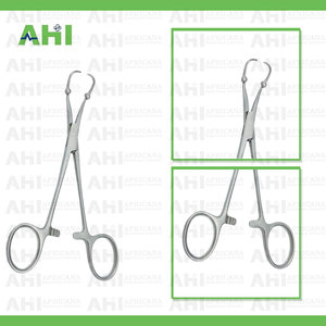 Pinza manual para toallas AHI Roeder de 14 cm, curvada, perforadora, con 1x1 púas, de acero inoxidable, autoclavable, duradera, fabricada en Pakistán, con certificación CE - Product Image 4