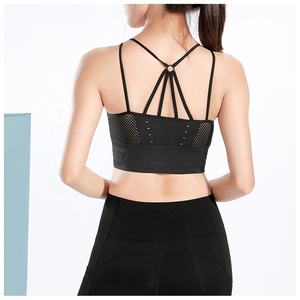 Ropa de Yoga en Oferta, Color Negro, Ropa Deportiva para Gimnasio, Sujetador Deportivo Personalizado sin Costuras con Espalda Cruzada de Malla para Mujer - Product Image 3