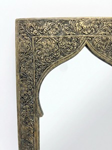 Decorative Graved Gold Brass <b>Frame</b> Mirror Ideal For Bathroom Vanity And Dressing Area Enhances Heritage Interior Styling - Product Image 2