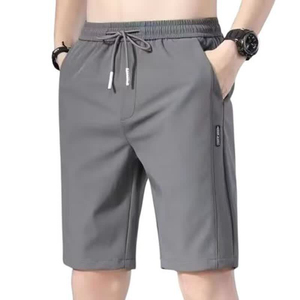 Shorts Bermuda Gris pour Homme, Taille Mi-Haute, Fermeture à Cordon, Style Décontracté, Poches, Séchage Rapide, Tissu 100% Coton, Logo Avant - Product Image 5