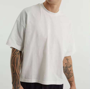 Oversize <b>Crop</b> <b>Top</b> <b>Men's</b> T-Shirt 200 Grams Plain Yellow Sporty Front Logo O-Neck Regular Fit New Arrival - Product Image 3