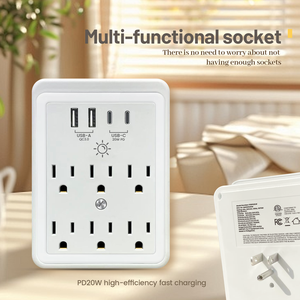 Multiprise, chargeur mural <span class=keywords><strong>USB</strong></span>, adaptateur de prise multiple, montage mural pour la maison, les voyages et le bureau - Product Image 5