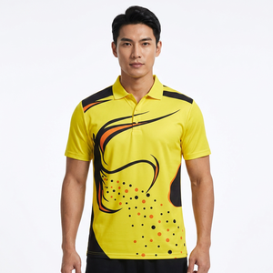 Men's Short Sleeve <b>Polo</b> Shirt Yellow Black <b>Orange</b> Abstract Geometric Print Quick Dry Knitted Polyester Sporty Fit - Product Image 4