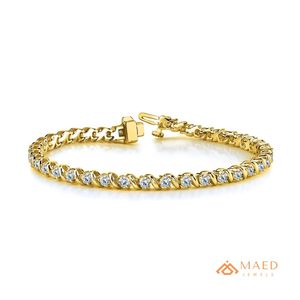 Bracelet tennis en moissanite, bracelet à maillons fins, bijoux de mode pour femmes, finition dorée, bijoux élégants pour tous les jours, cadeau - Product Image 1