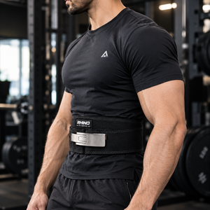 Ceinture de soutien lombaire en néoprène Rhino Fitness pour la musculation, réglable, enveloppante, pour adultes, noire - Product Image 2