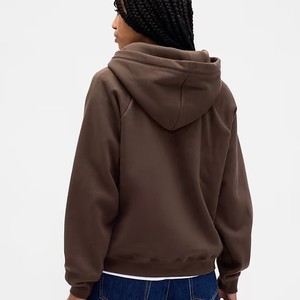 Sweat-shirt à capuche unisexe, coupe classique, manches classiques, couleur unie, poche avant, vêtement décontracté pour l'automne, 100% coton, molleton tricoté - Product Image 3