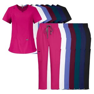 Conjunto de Uniformes Médicos para Mujer, Elásticos, con Cuello en V, Pantalones Jogger, Ropa de Trabajo para Hospital, Túnica para Salón, Logotipo Personalizado, Venta al Por Mayor - Product Image 2