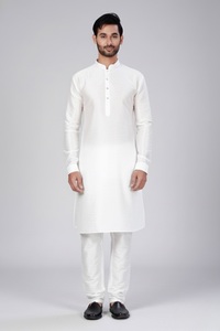 Ensemble Kurta Pajama pour homme Shahi Vastra en soie Dupion sans plis, blanc |   Vêtements de mariage ethniques indiens |   Taille 36-50 |   Vente en gros - Product Image 1