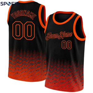 Maillot de basketball en tissu 100 % polyester de haute qualité, impression personnalisée, couleur dégradée, séchage rapide, respirant, grande taille, entraînement - Product Image 2