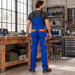 Construction <b>Bib</b> Overalls <b>Men</b> Custom Logo Workwear Multi Pocket Tool Storage Adjustable Straps Reinforced Knees Workshop Uniform - Product Image 6