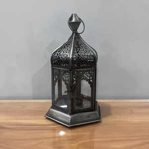 <b>Moroccan</b> Metal Lantern Decorative Glass Candle Holder Ramadan Eid Tabletop Home <b>Decor</b> - Product Image 3