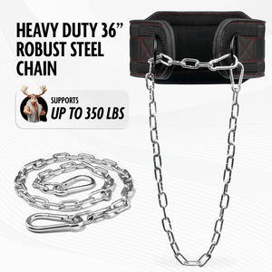 Ceinture de musculation en néoprène de haute qualité pour exercices avec poids et tractions - Légère, réglable, antidérapante pour la salle de sport avec chaîne - Product Image 6